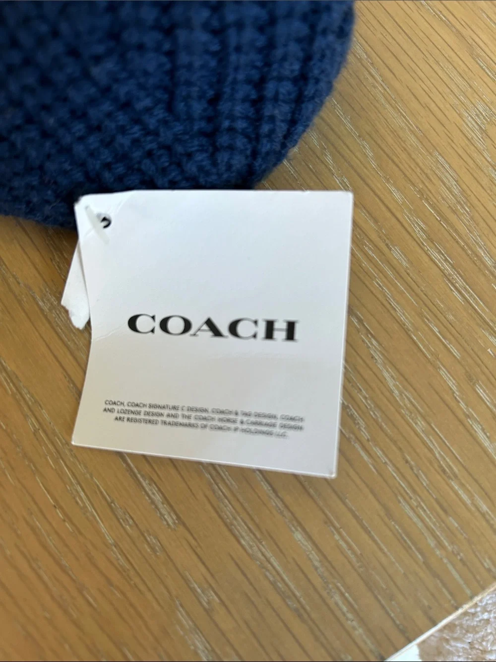 Coach Women's Patch Beanie, True Blue, one size NWT